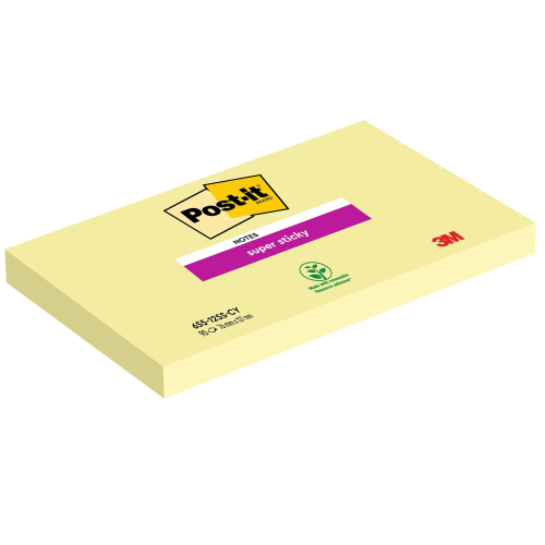 BLOCCO 90foglietti Post-itÂ® SuperSticky Giallo Canary 76x127mm 655-12SS-CY